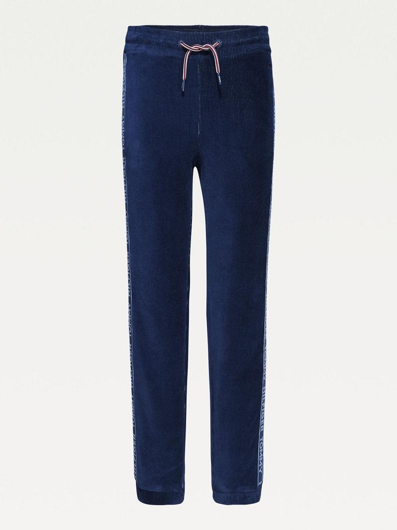 Pantalones Tommy Hilfiger Logo Tape Velour Jogger Azul Marino | MX_G1287