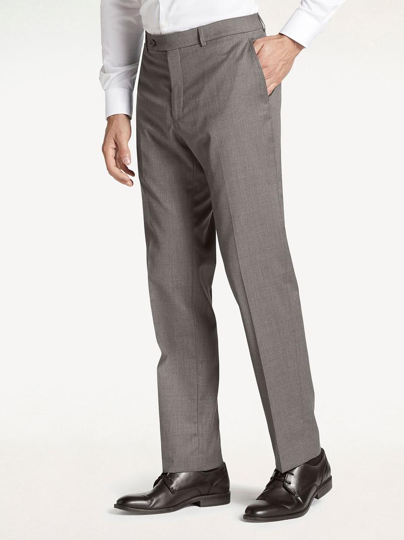 Pantalones Tommy Hilfiger Regular fit multi sharkskin wool Grises | MX_M31332