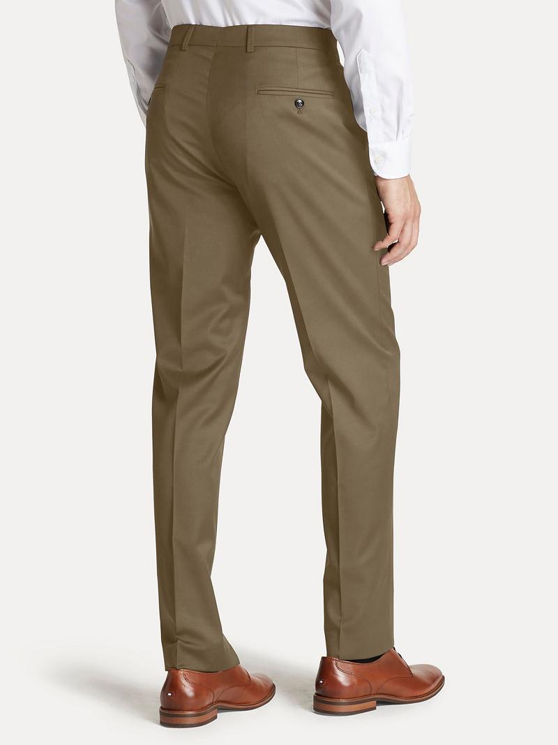 Pantalones Tommy Hilfiger Regular fit tan sharkskin wool Marrom | MX_M31334