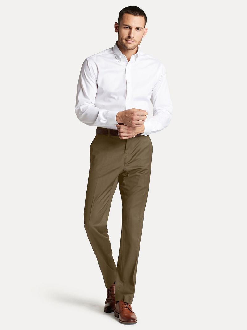 Pantalones Tommy Hilfiger Regular fit tan sharkskin wool Marrom | MX_M31334