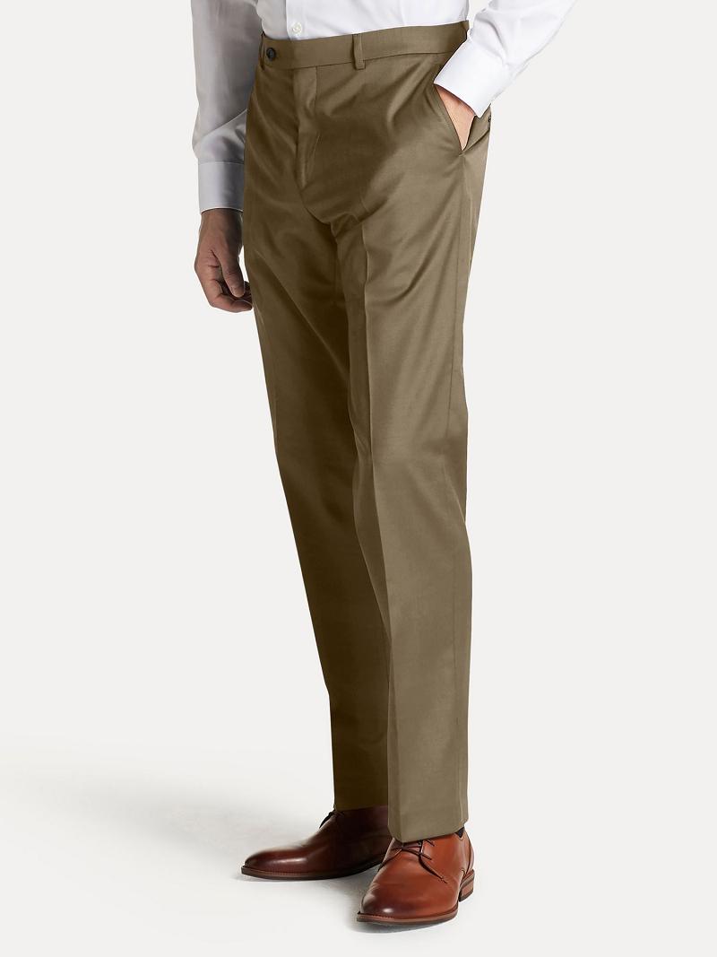 Pantalones Tommy Hilfiger Regular fit tan sharkskin wool Marrom | MX_M31334