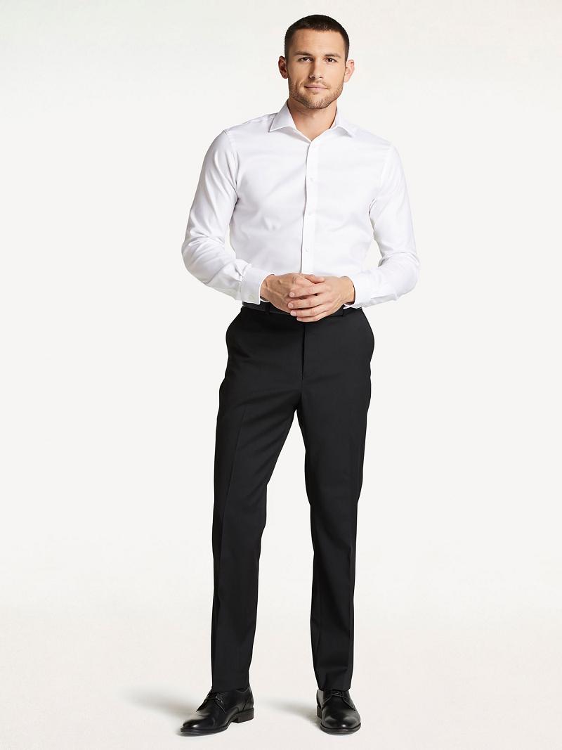 Pantalones Tommy Hilfiger Regular fit twill wool Negros | MX_M31335