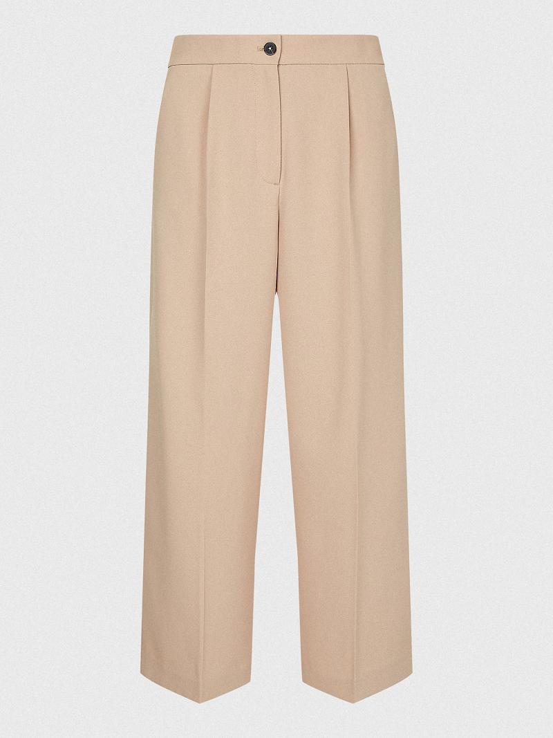 Pantalones Tommy Hilfiger Relaxed Fit Anchos-Leg Beige | MX_W21250