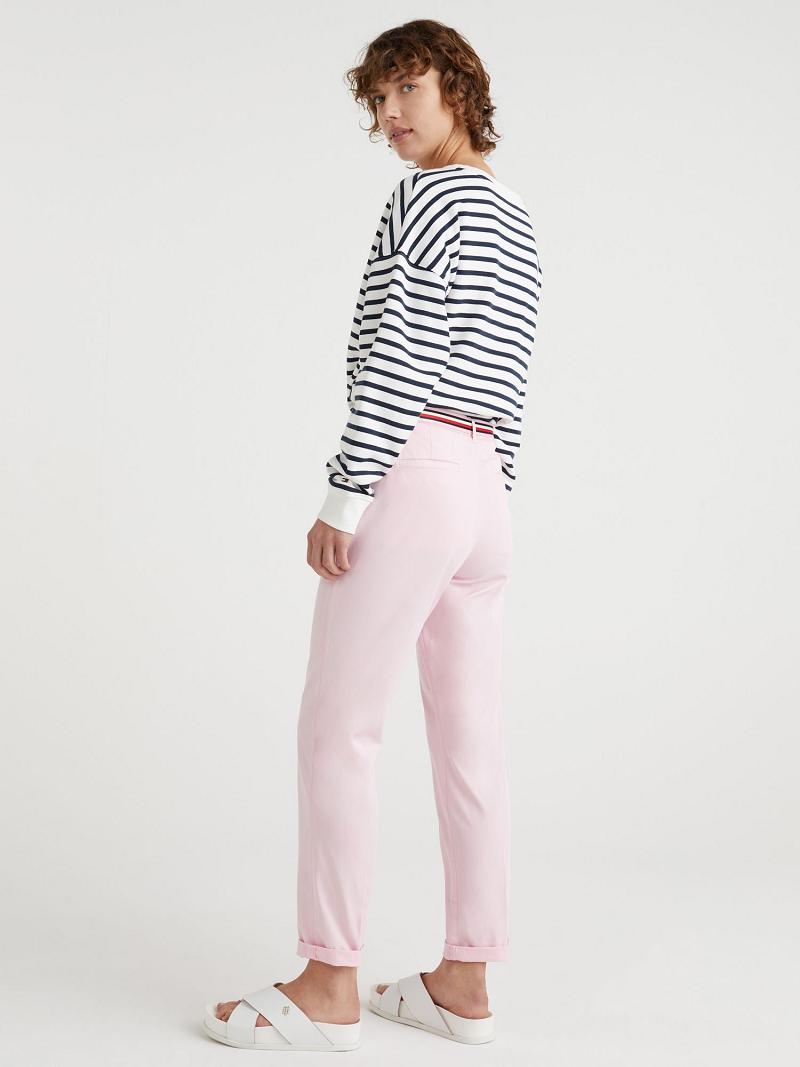 Pantalones Tommy Hilfiger Slim Fit Mid Rise Chino Rosas | MX_W21253