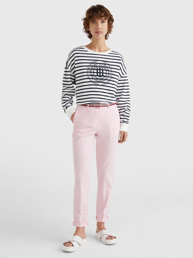 Pantalones Tommy Hilfiger Slim Fit Mid Rise Chino Rosas | MX_W21253