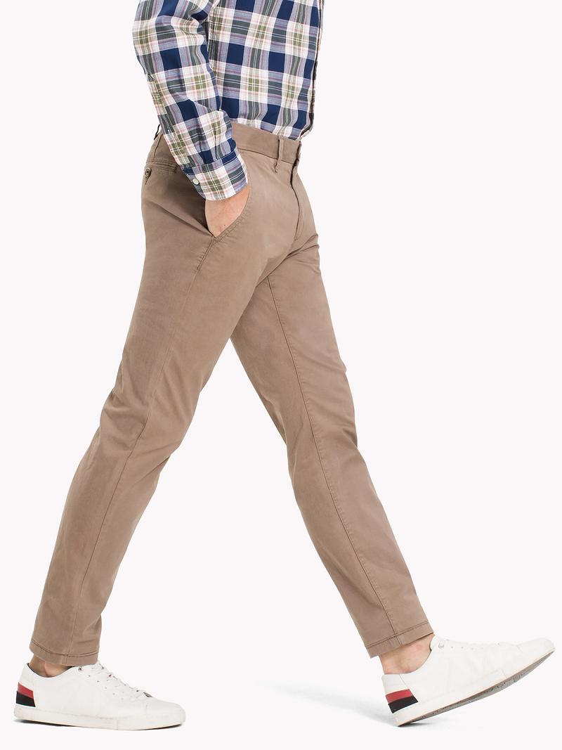 Pantalones Tommy Hilfiger Straight fit stretch organic cotton twill chino Kaki | MX_M31341