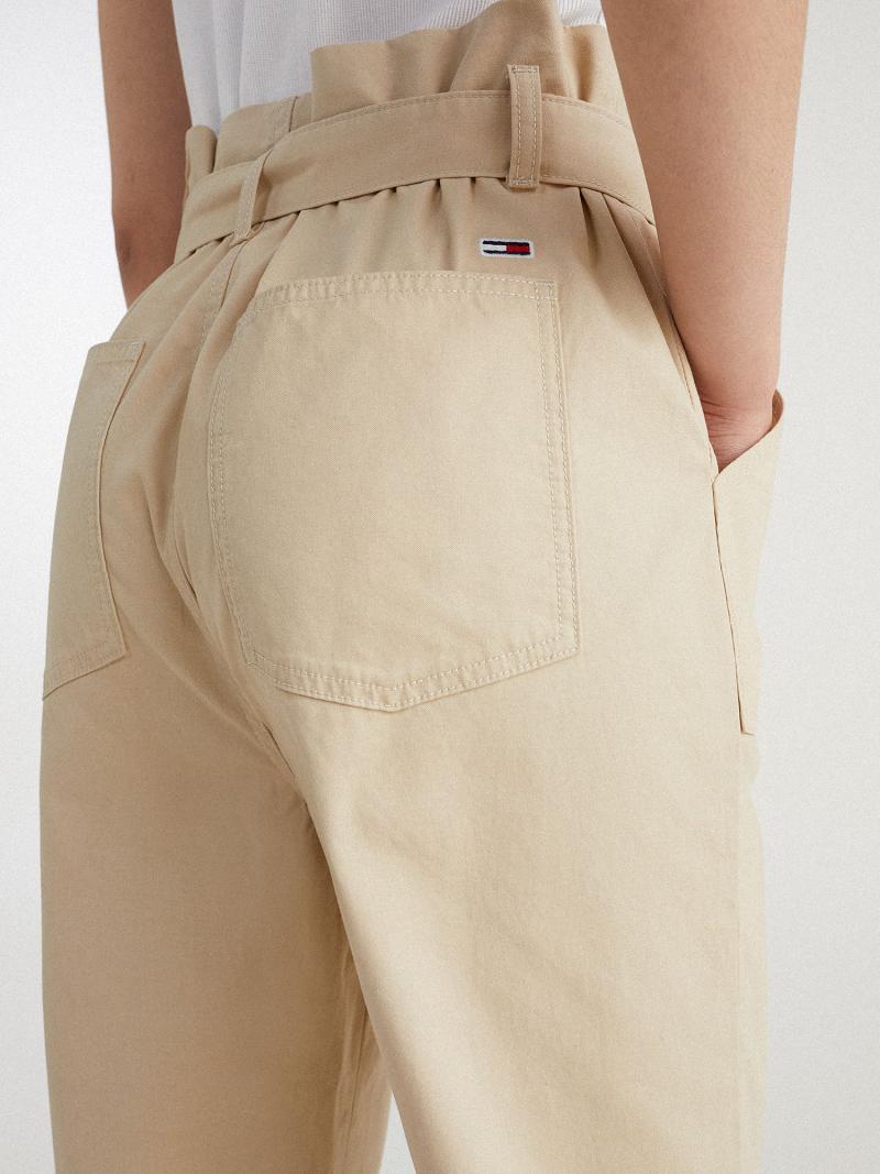 Pantalones Tommy Hilfiger Tapered Fit Paperbag Marrom | MX_W21256