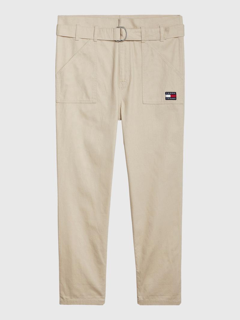 Pantalones Tommy Hilfiger Tapered Fit Paperbag Marrom | MX_W21256