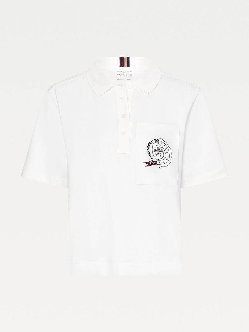 Polos Tommy Hilfiger Icon Crest Pocket Blancos | MX_W21268