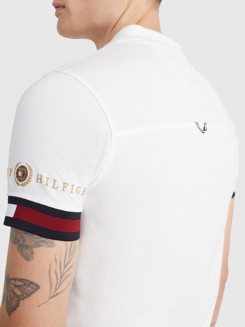 Polos Tommy Hilfiger Icon slim fit flag cuff Blancos | MX_M31292