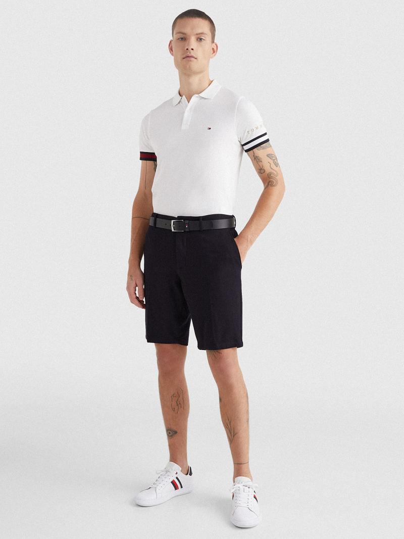 Polos Tommy Hilfiger Icon slim fit flag cuff Blancos | MX_M31292