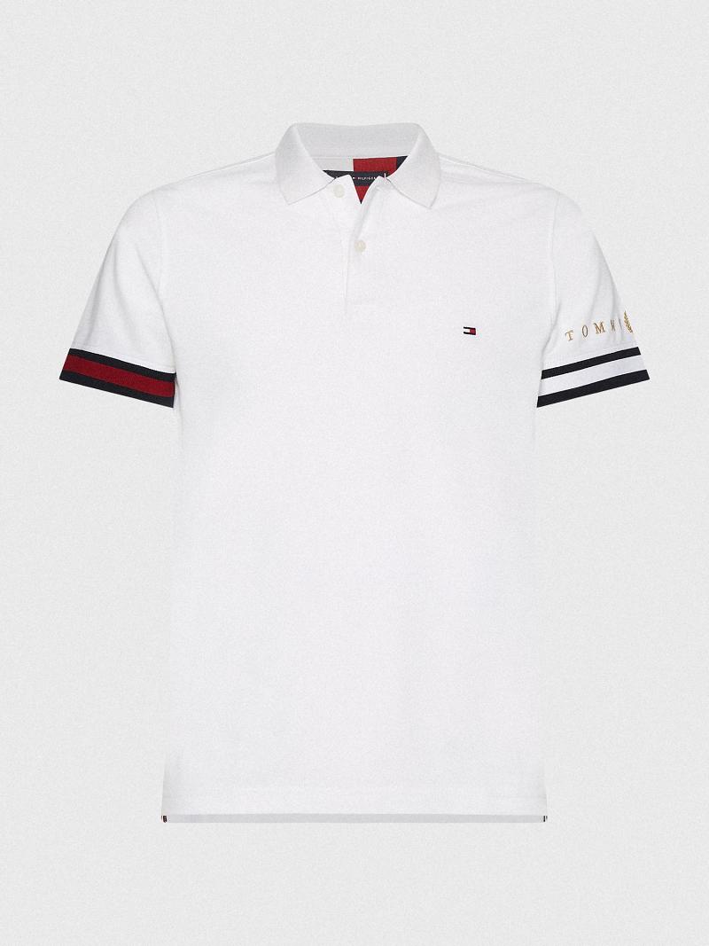 Polos Tommy Hilfiger Icon slim fit flag cuff Blancos | MX_M31292