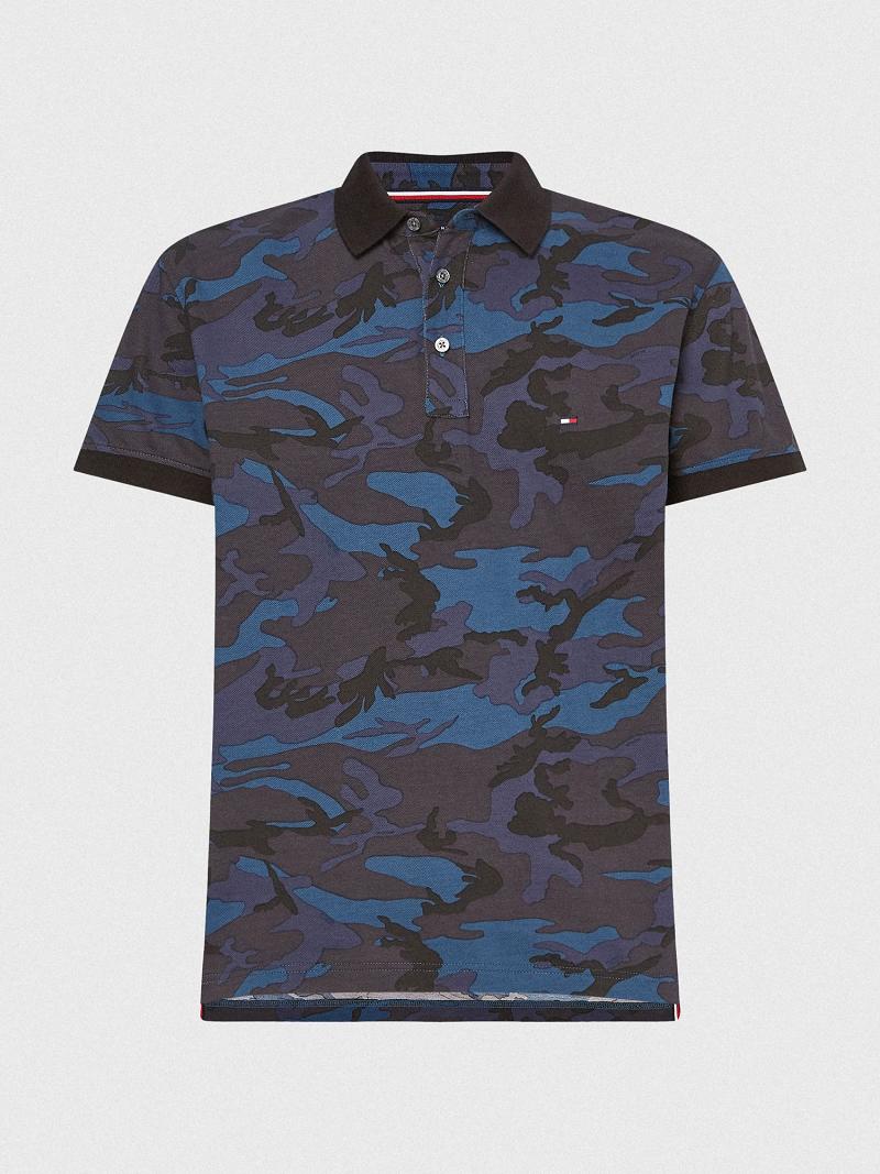 Polos Tommy Hilfiger Regular fit camo print Azul Marino Camuflados | MX_M31295