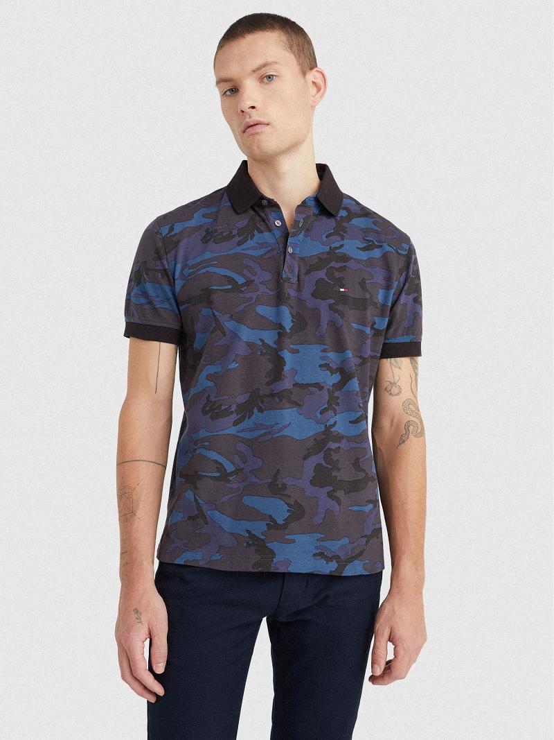 Polos Tommy Hilfiger Regular fit camo print Azul Marino Camuflados | MX_M31295