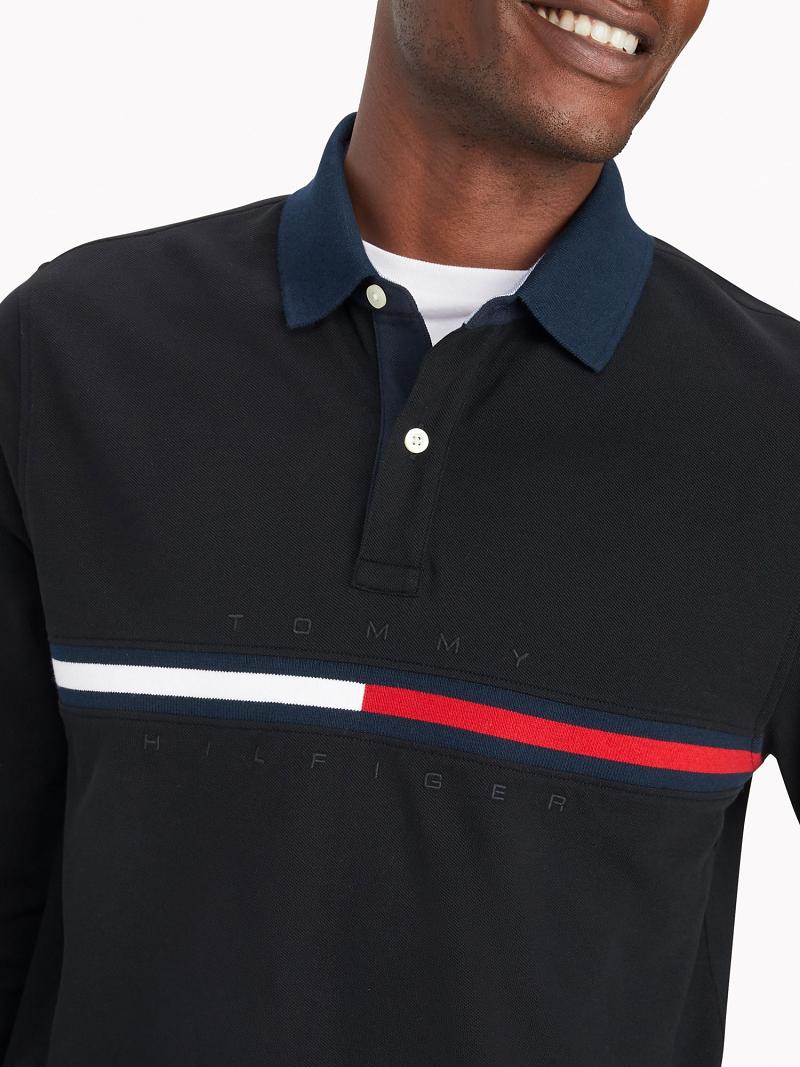 Polos Tommy Hilfiger Regular fit long-sleeve bar stripe Negros | MX_M31298