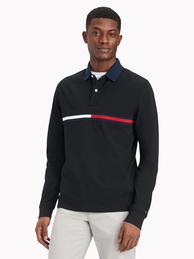 Polos Tommy Hilfiger Regular fit long-sleeve bar stripe Negros | MX_M31298