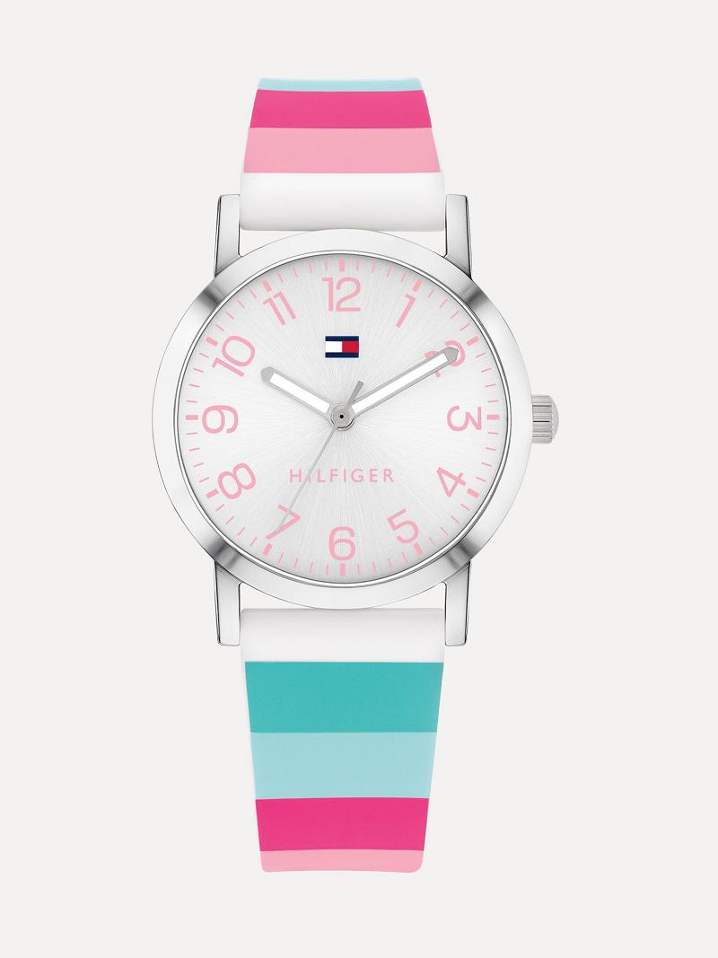 Relojes Tommy Hilfiger Big Stripe With Silicona Correa Blancos | MX_G1370