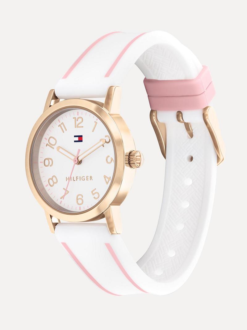 Relojes Tommy Hilfiger Big Two-Tone With Silicona Correa Blancos Rosas | MX_G1371