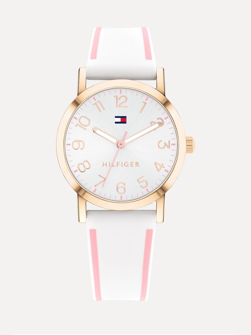 Relojes Tommy Hilfiger Big Two-Tone With Silicona Correa Blancos Rosas | MX_G1371