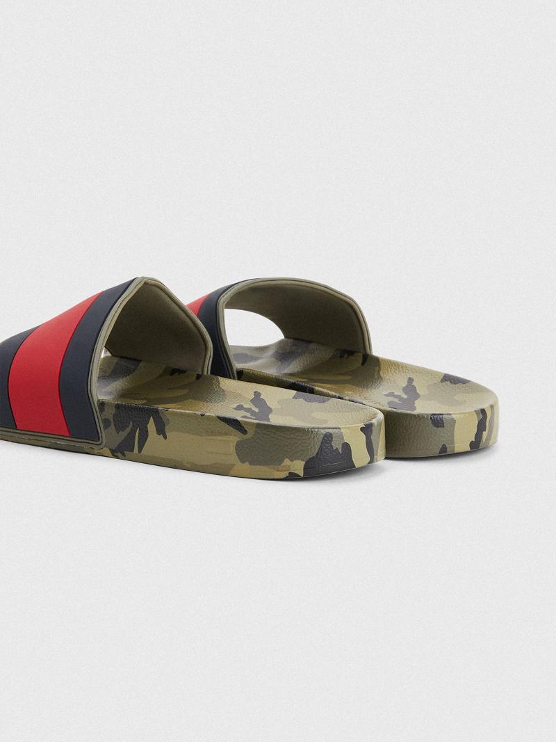 Sandalias Tommy Hilfiger Camo pool Verde Oliva | MX_M31647