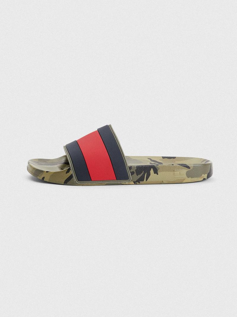 Sandalias Tommy Hilfiger Camo pool Verde Oliva | MX_M31647