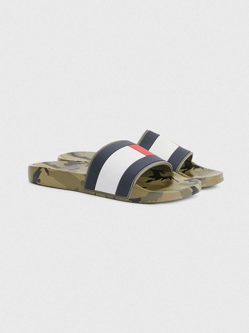 Sandalias Tommy Hilfiger Camo pool Verde Oliva | MX_M31647