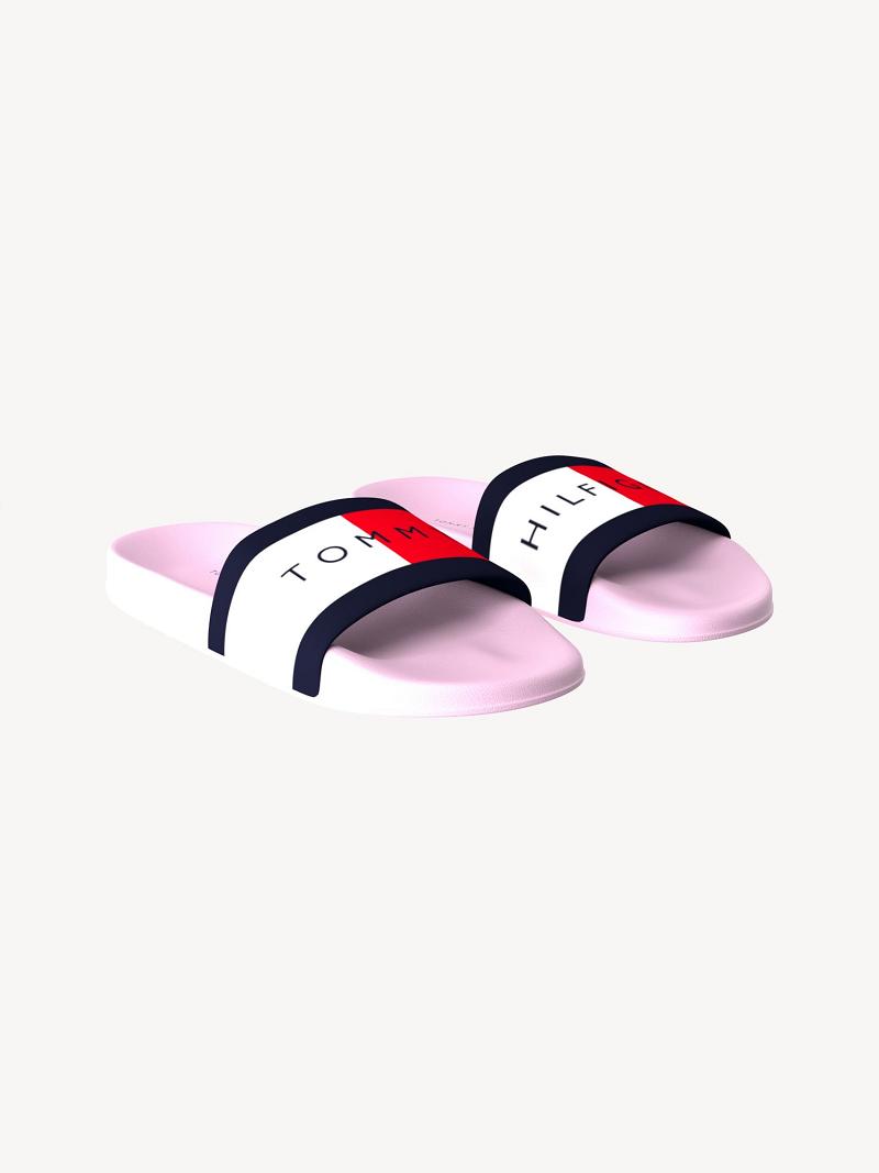 Sandalias Tommy Hilfiger Flag Pool Chanclas Rosas Turquesa | MX_G1302