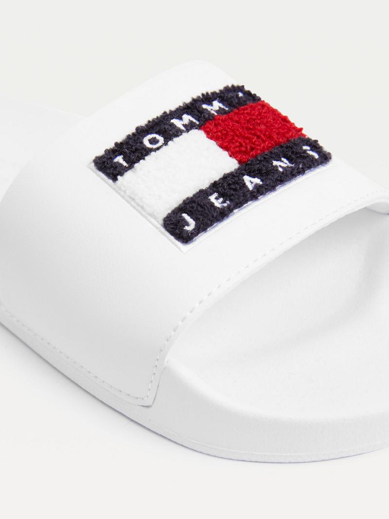 Sandalias Tommy Hilfiger Terry Logo Pool Blancos | MX_W21610