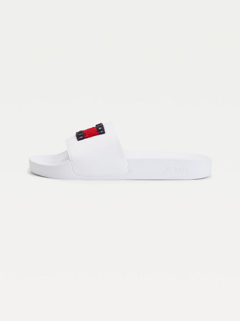 Sandalias Tommy Hilfiger Terry Logo Pool Blancos | MX_W21610