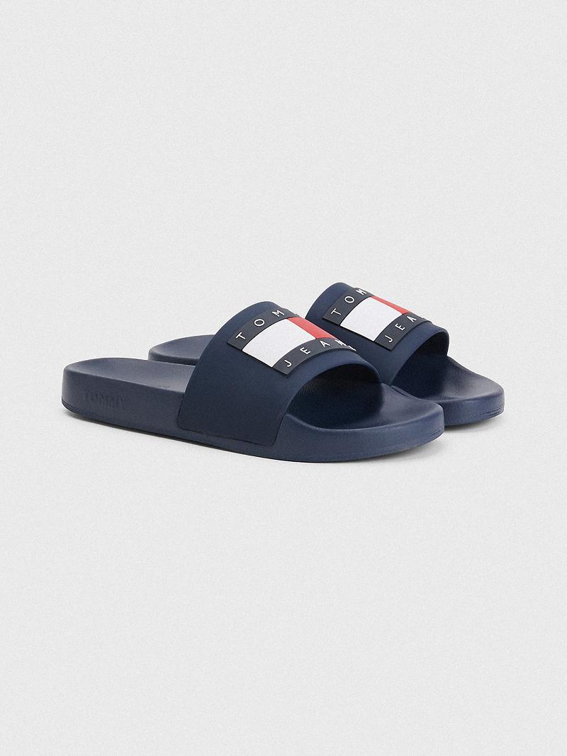 Sandalias de Diapositivas Tommy Hilfiger Flag Pool Azul Marino | MX_W21616