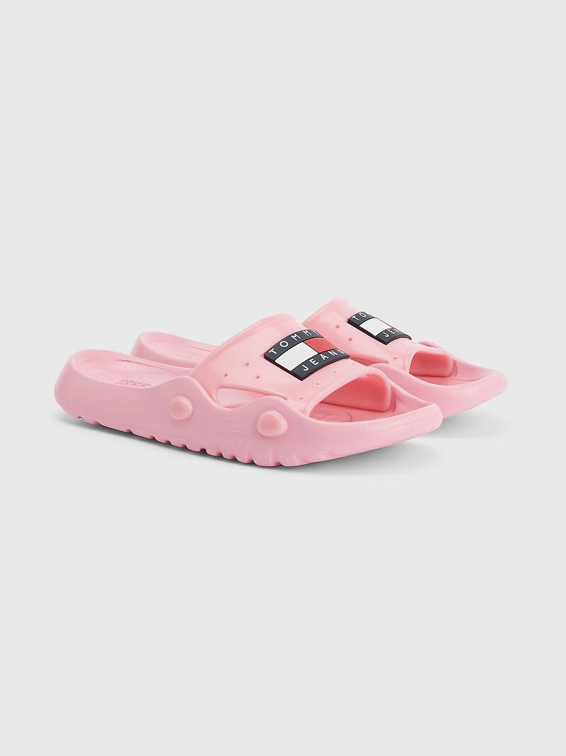 Sandalias de Diapositivas Tommy Hilfiger Flag Pool Rosas | MX_W21617