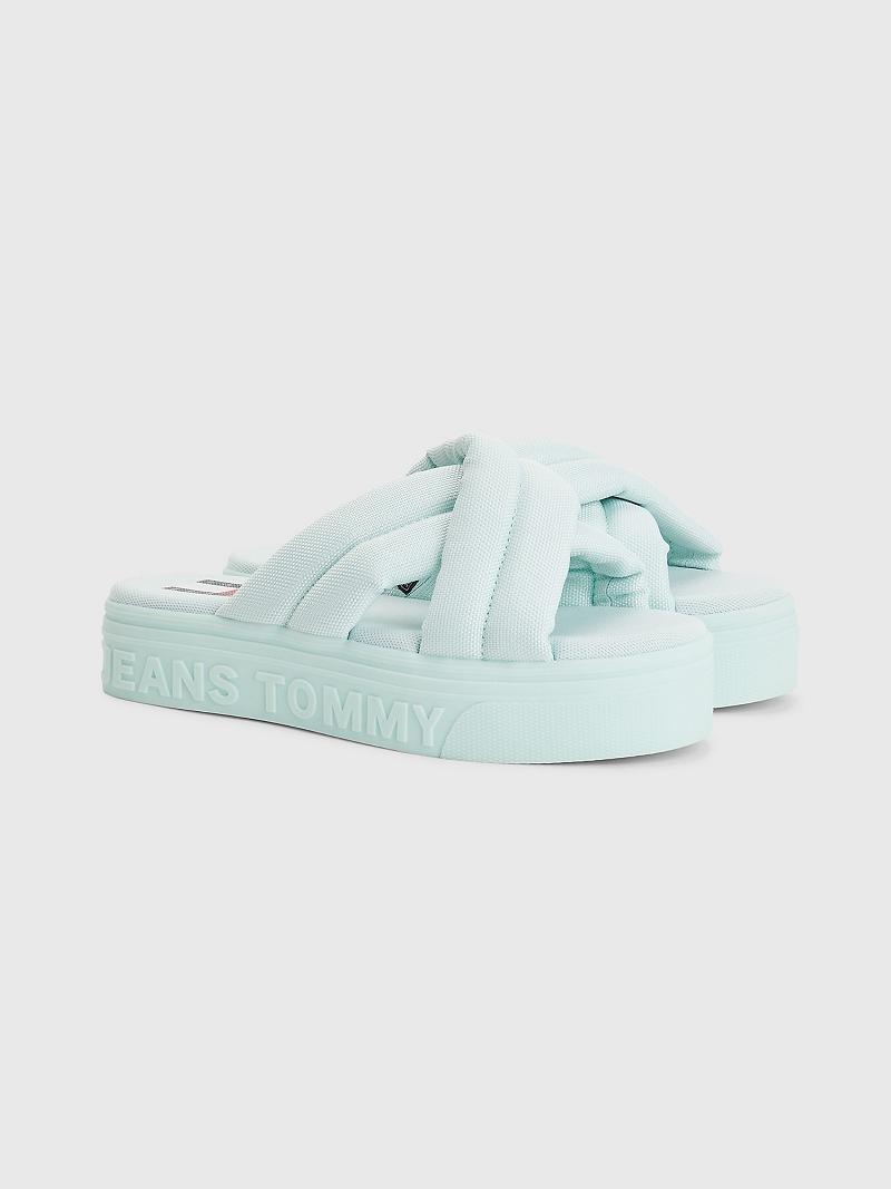 Sandalias de Diapositivas Tommy Hilfiger Plataforma Verde Menta | MX_W21620