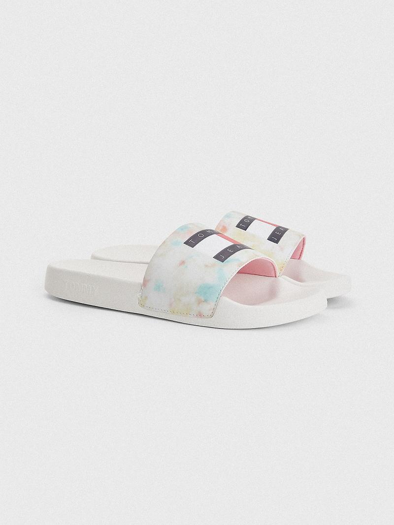 Sandalias de Diapositivas Tommy Hilfiger Tie-Dye Flag Pool Multicolor | MX_W21623