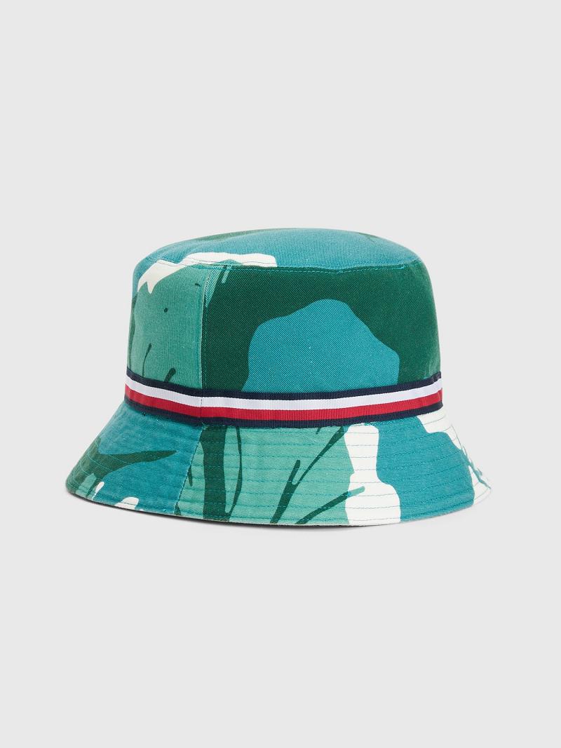 Sombreros Tommy Hilfiger Palm Print Bucket Verdes Multicolor | MX_M31733