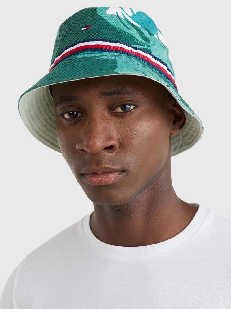 Sombreros Tommy Hilfiger Palm Print Bucket Verdes Multicolor | MX_M31733