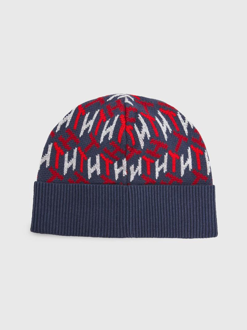 Sombreros Tommy Hilfiger TH Beanie Azules Rojos | MX_B2280