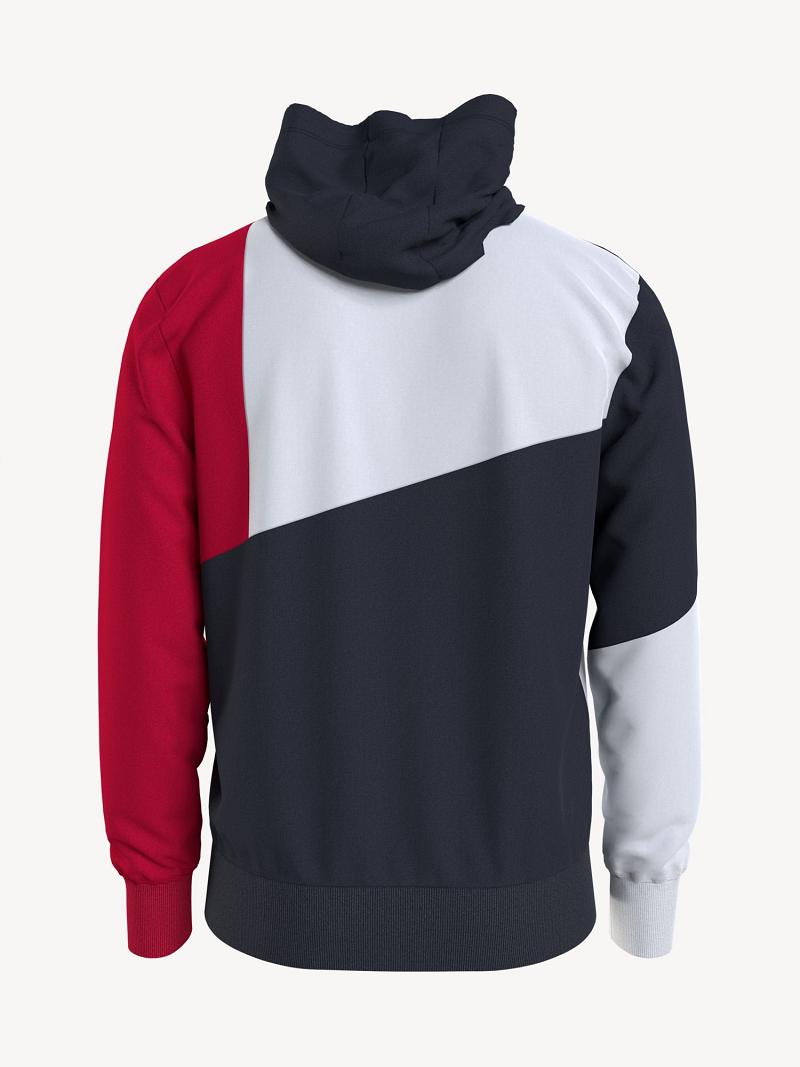 Sudadera Con Capucha Tommy Hilfiger Colorblock Azul Marino Rojos Blancos | MX_M31437