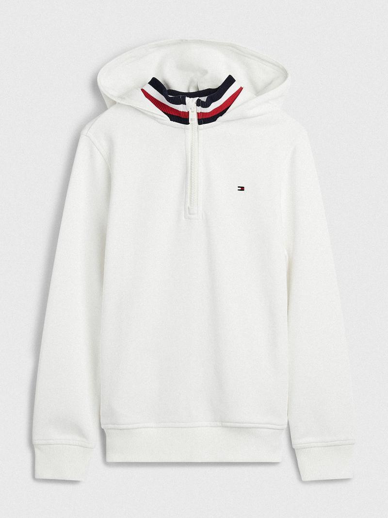 Sudadera Con Capucha Tommy Hilfiger Half-Zip Blancos | MX_B2021