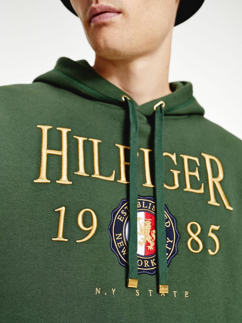 Sudadera Con Capucha Tommy Hilfiger Icon Organic Algodon Crest Verdes | MX_M31446