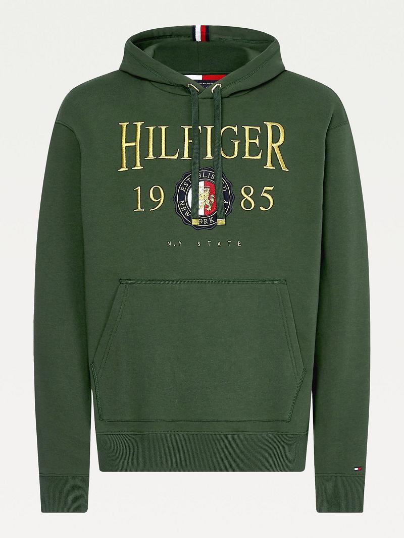 Sudadera Con Capucha Tommy Hilfiger Icon Organic Algodon Crest Verdes | MX_M31446