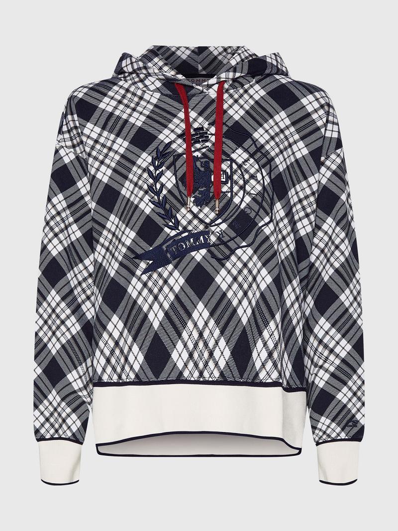 Sudadera Con Capucha Tommy Hilfiger Icon Crest Check Azules | MX_W21149