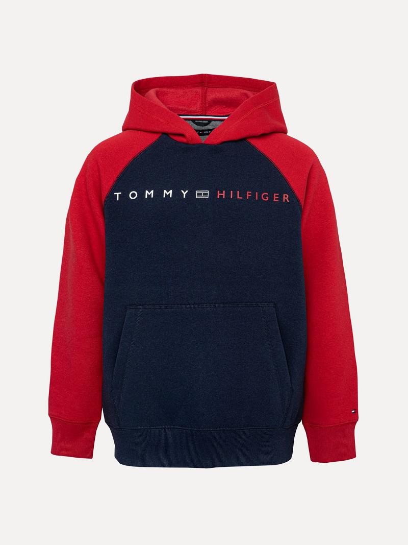 Sudadera Con Capucha Tommy Hilfiger Little Raglan Azul Marino Rojos | MX_B2026