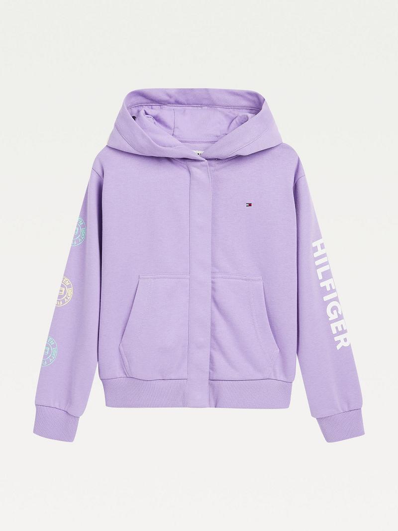 Sudadera Con Capucha Tommy Hilfiger Organic Algodon Pastel Print Morados | MX_G1100