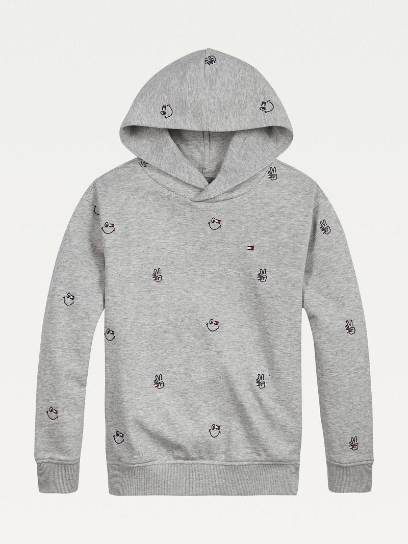 Sudadera Con Capucha Tommy Hilfiger Organic Algodon Smiles Grises | MX_G1101