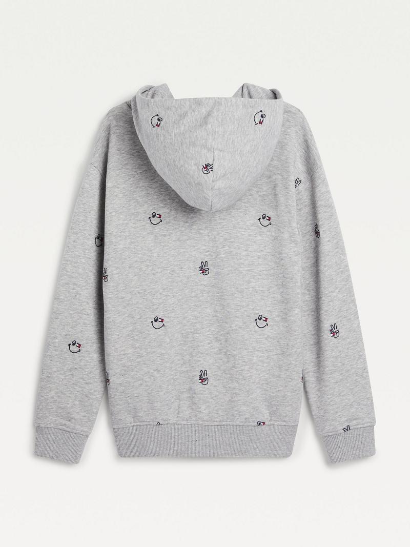 Sudadera Con Capucha Tommy Hilfiger Organic Algodon Smiles Grises | MX_G1101