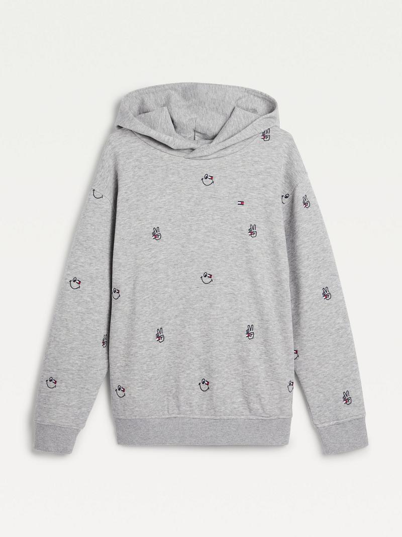 Sudadera Con Capucha Tommy Hilfiger Organic Algodon Smiles Grises | MX_G1101