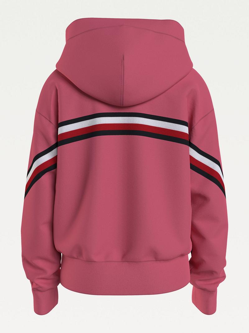 Sudadera Con Capucha Tommy Hilfiger Organic Algodon Stripe Rojos | MX_G1102