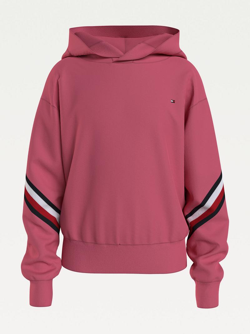 Sudadera Con Capucha Tommy Hilfiger Organic Algodon Stripe Rojos | MX_G1102