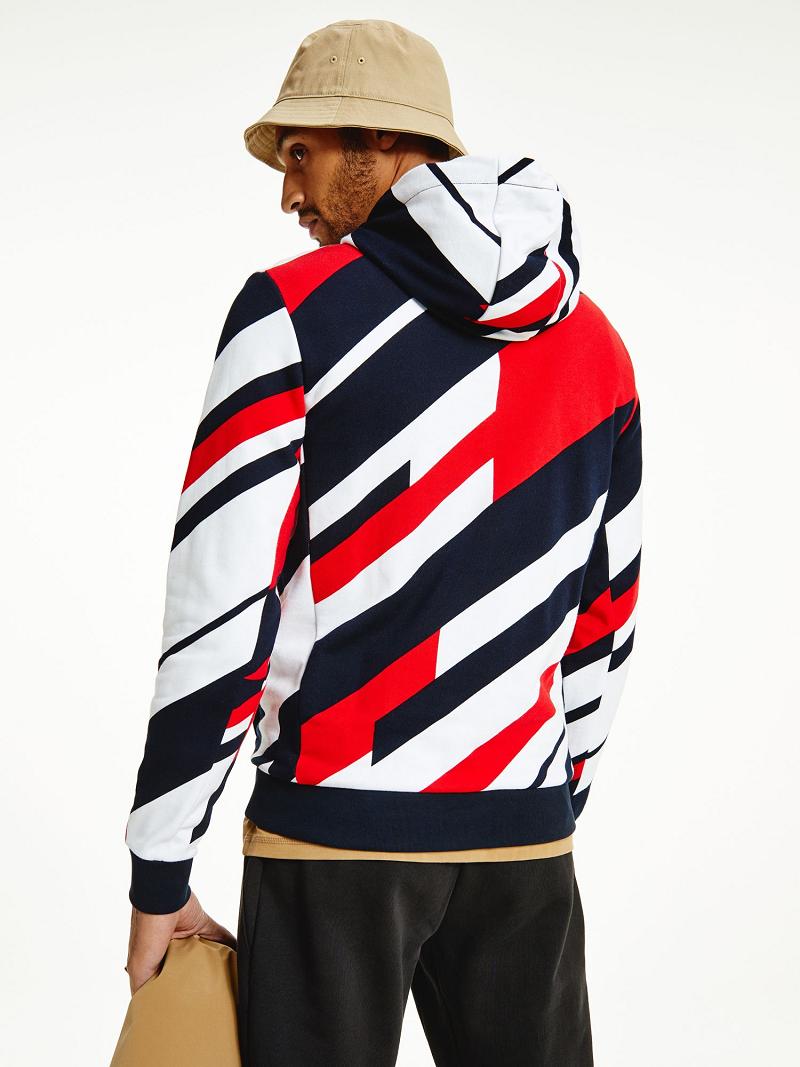 Sudadera Con Capucha Tommy Hilfiger Organic cotton diagonal flag performance Rojos Negros Blancos | MX_M31452