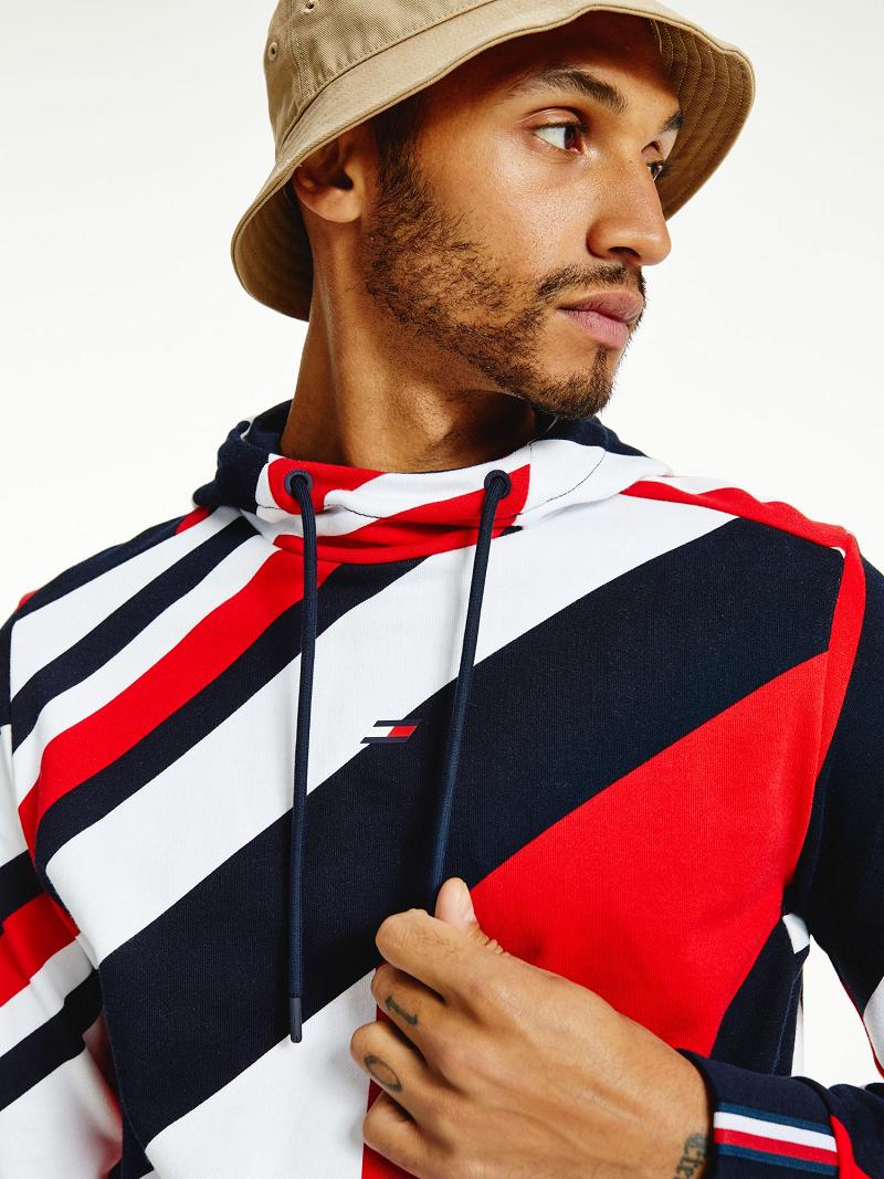 Sudadera Con Capucha Tommy Hilfiger Organic cotton diagonal flag performance Rojos Negros Blancos | MX_M31452